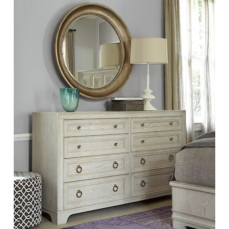 8-Drawer Dresser and Round Mirror Set